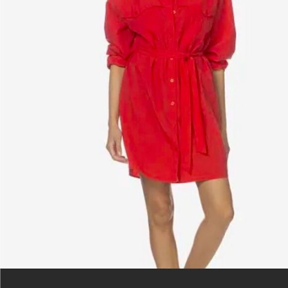 BA&SH red shirt dress with shirt tail hem NWT $275 - Picture 4 of 7